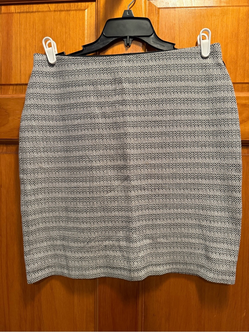 LOFT Black and White Striped Tweed Pencil Skirt